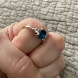 Blue London topaz silver ring